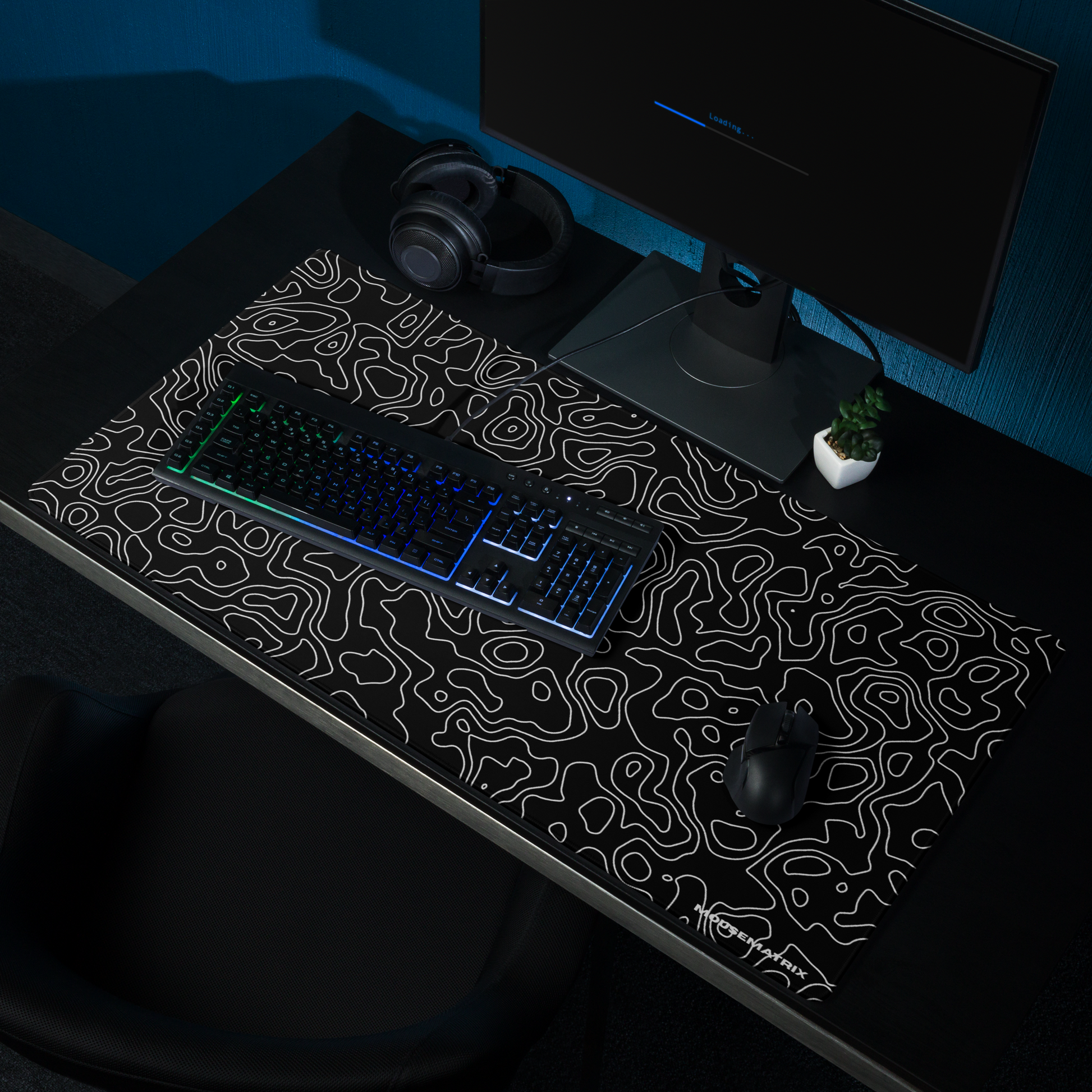 Black Topo Mouse Pad