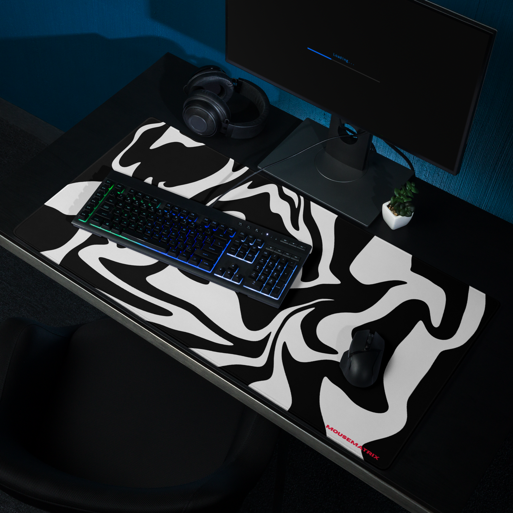 Black 'n White Swirl Mouse Pad